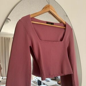 Dusty Pink Ribbed Top